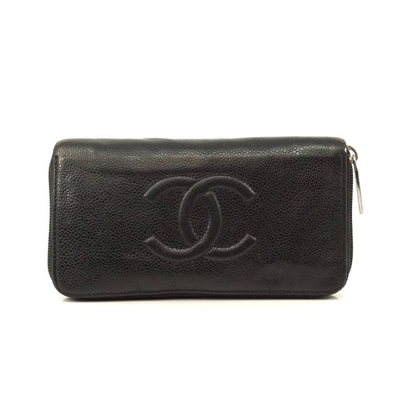 Chanel Handbags - Auth Chanel Zippy Wallet Black Leather #5939C17